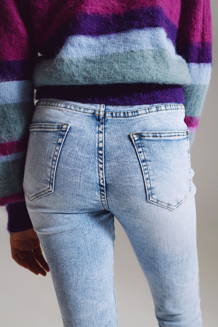 Super skinny jeans in mid rise in light blue wash - Denim