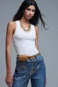 Super Soft Knitted Basic Tank in Cream