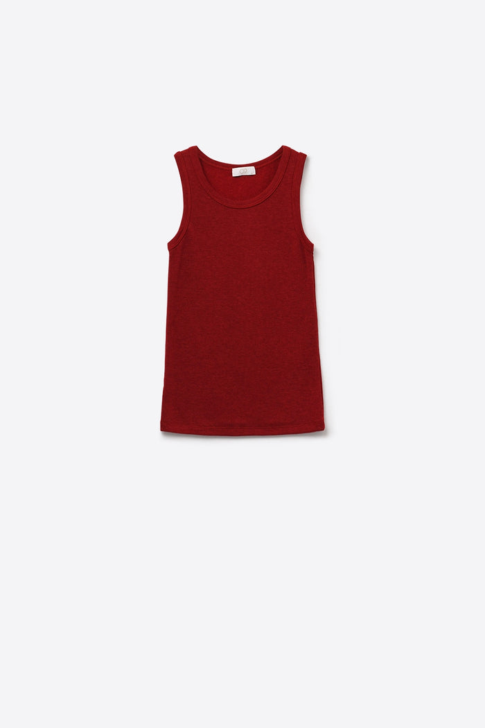 Super Soft Knitted Basic Tank in Ruby Red