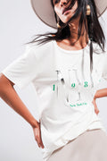T shirt with New York City slogan in white - top