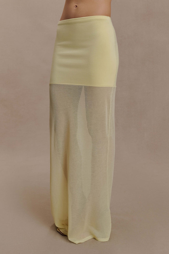 Tanyel Sheer And Bandage Knit Maxi Skirt - Lemon