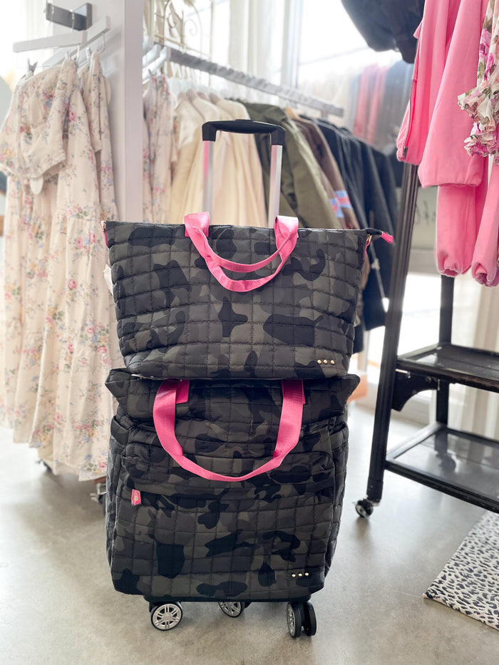 Tenley Quilted Tote Roller Bag-Camo