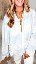 The Fernwood Embroidered Top-Sky Blue
