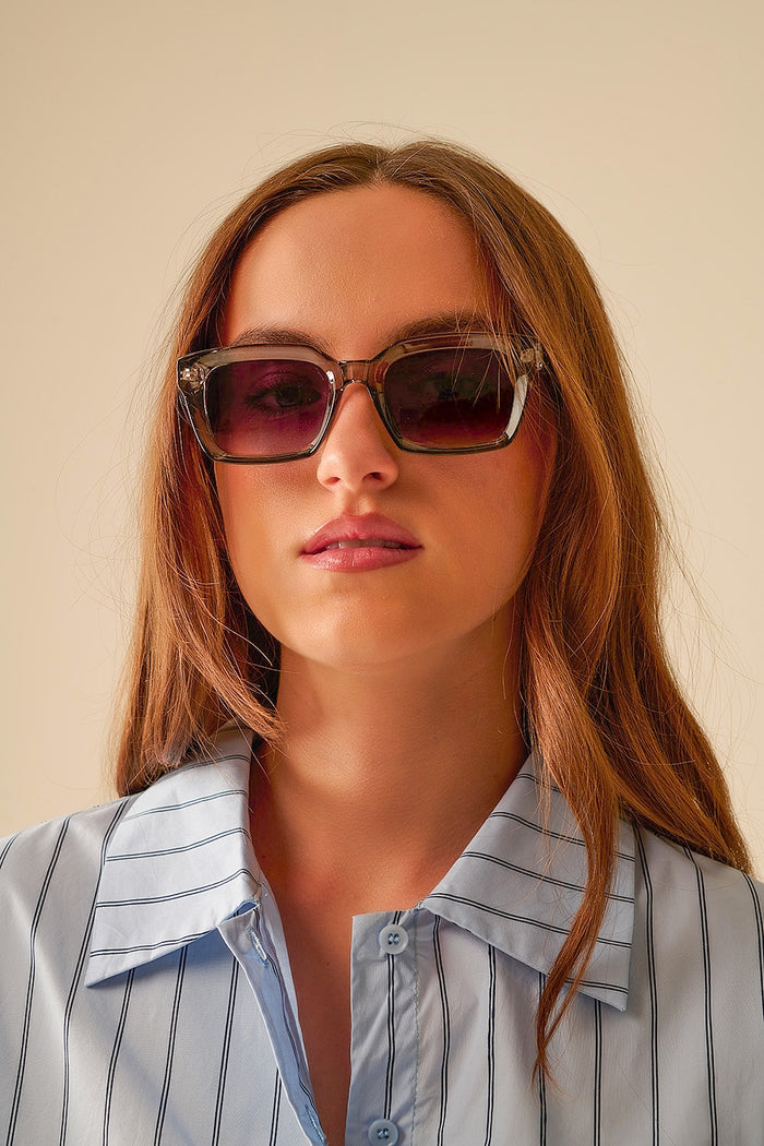 Thick Square Frame Sunglasses Chunky Retro in grey