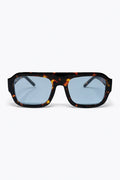 Tortoise Frame Blue Lens Square Sunglasses