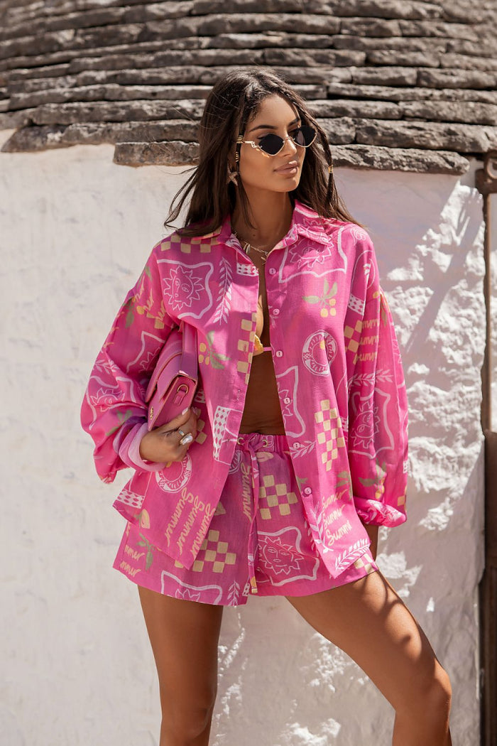 Trendy Top and Shirt MOLLY Set for Women pink one-size-fits-all - Outfit Sets