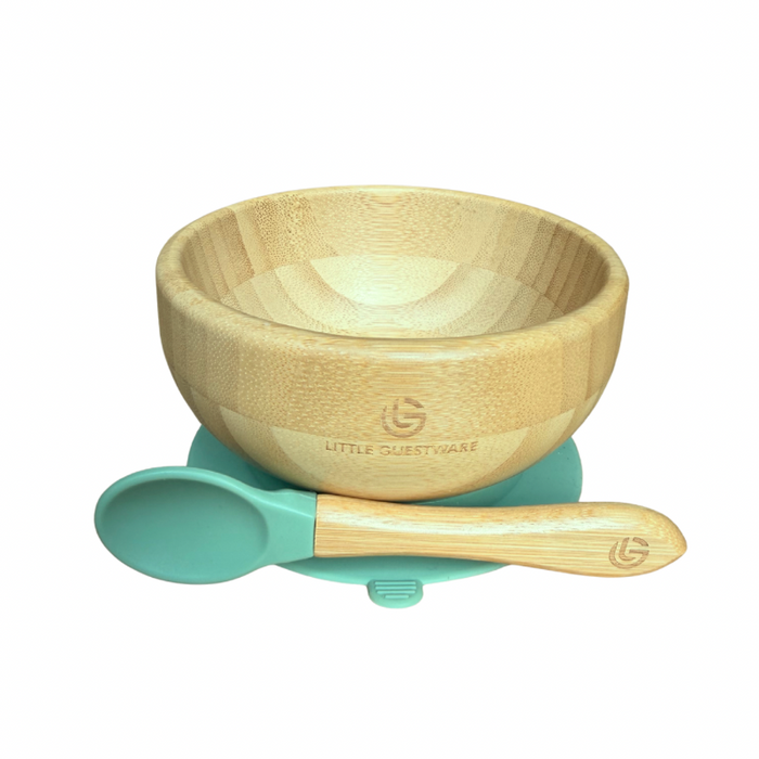 Turtle Bamboo Feeding Set - Plate, Bowl, Spoon & Fork Gift Set - Feeding Essentials