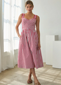 red white navy stripe skies are blue midi dress 4th July Usa America