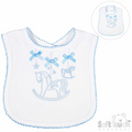 Velco Fastening Embroidered Bib - Blue Horse (33x22cm) (PK12) P3617-BP-B