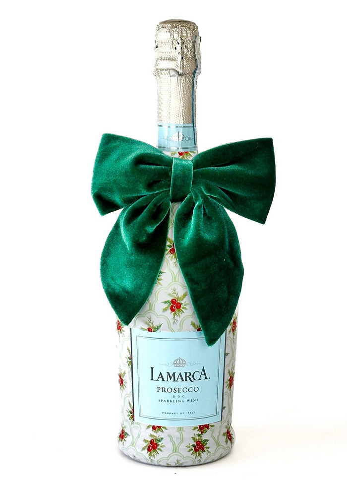 champagne prosecco wine bottle bow velvet