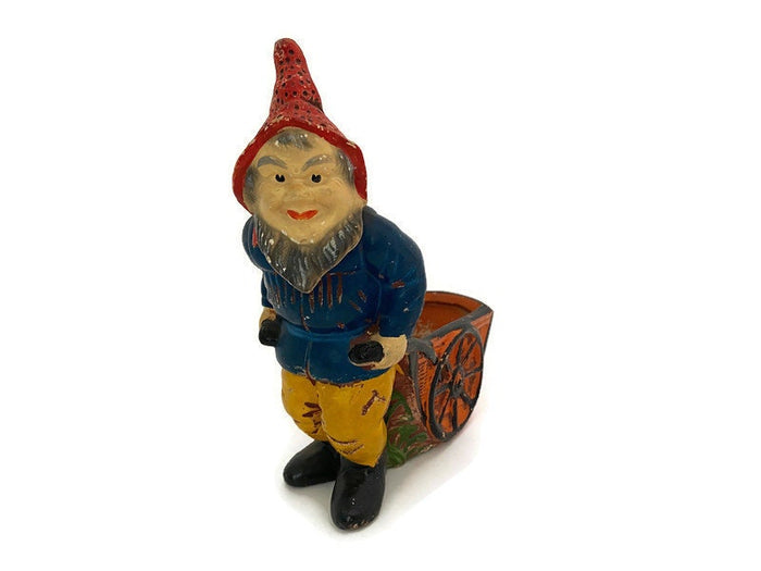 Vintage Gnome Pulling a Cart Figurine, Occupied Japan at Duckwells