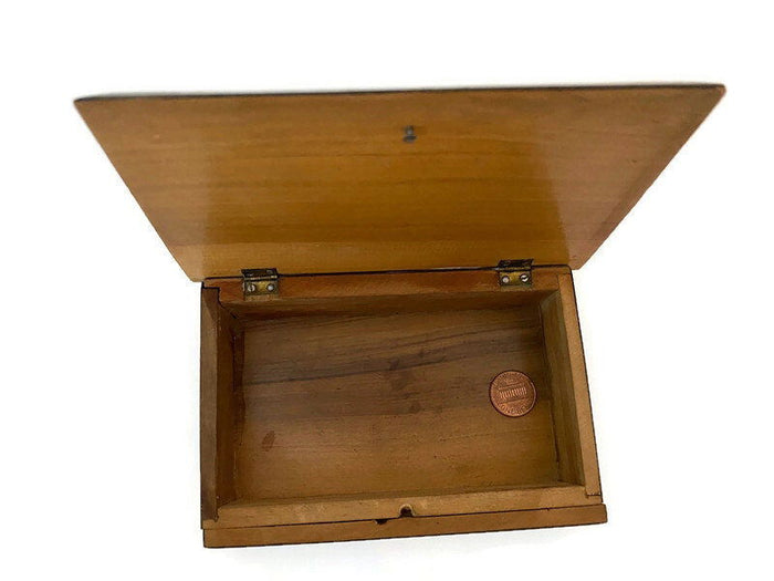 Vintage Wood Box with Veneer and Inlay at Duckwells
