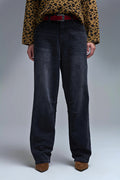 Washed Black Denim Barrel Jeans - Denim