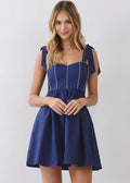 gameday dress tcec navy auburn Weekend Favorite Tie Shoulder Fit and Flare Mini Dress - Navy