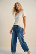 White basic Crew Neck Short Sleeve T-shirt in viscose fabric - top