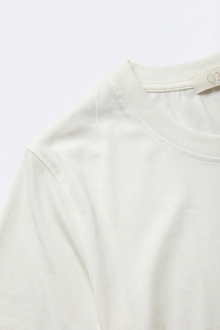 White basic Crew Neck Short Sleeve T-shirt in viscose fabric - top