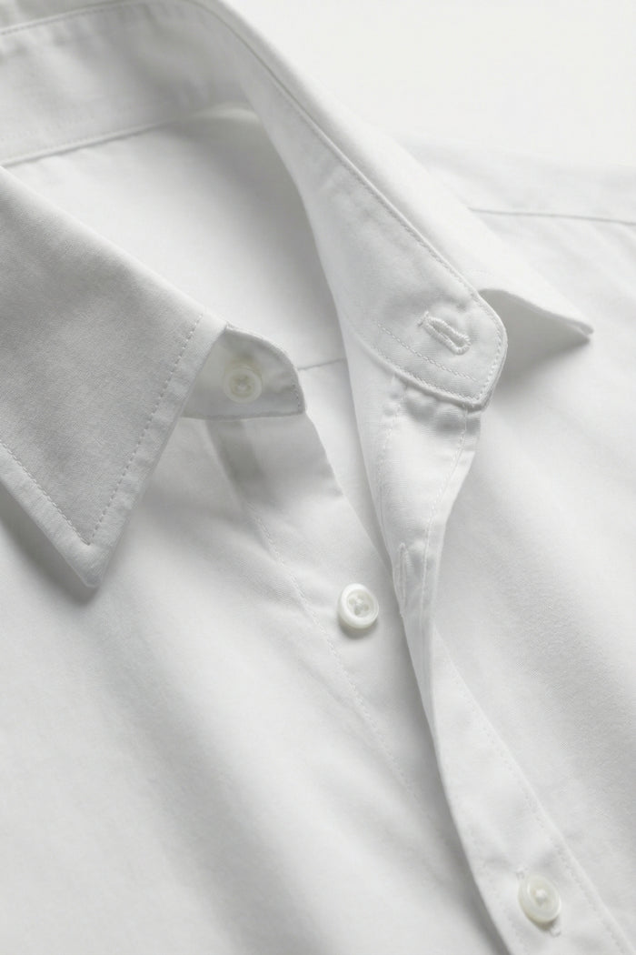 White Button-down Wide Shoulder Oversized Shirt - Shirts