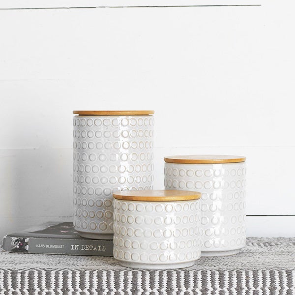 White Dot Canister Set