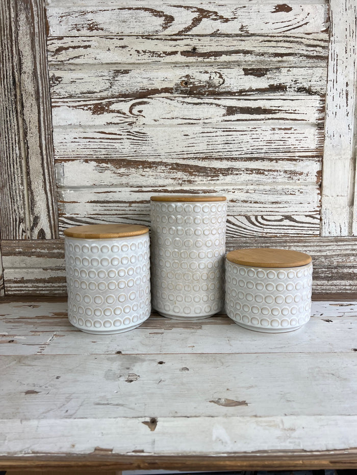 White Dot Canister Set
