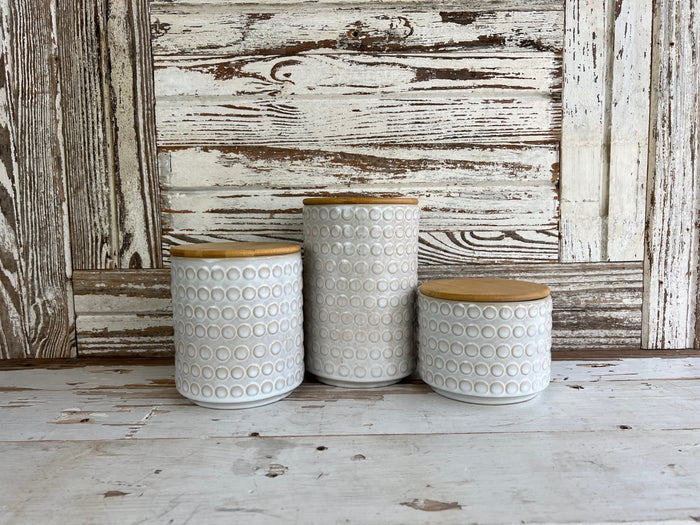 White Dot Canister Set