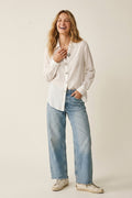 White Embellished Button-Down Blouse in tencel fabric - Shirts
