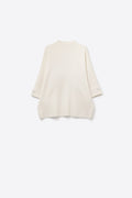 White Knitted Sweater with Button Details