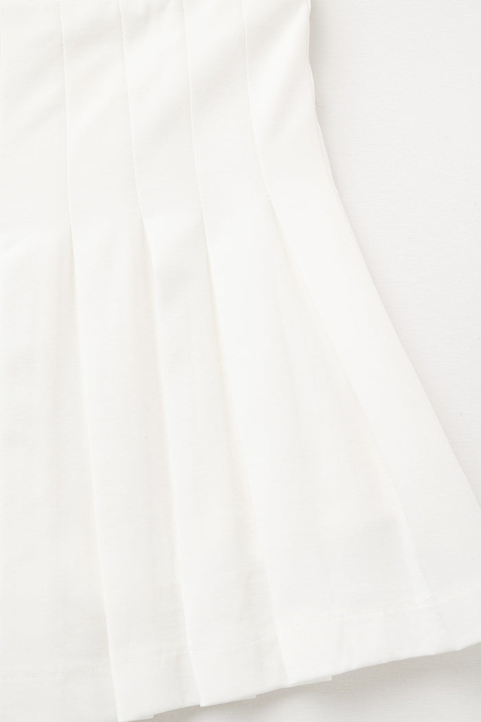 white pleated mini skirt