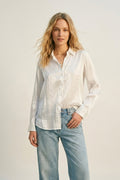 White shiny satin button-down shirt - Shirts