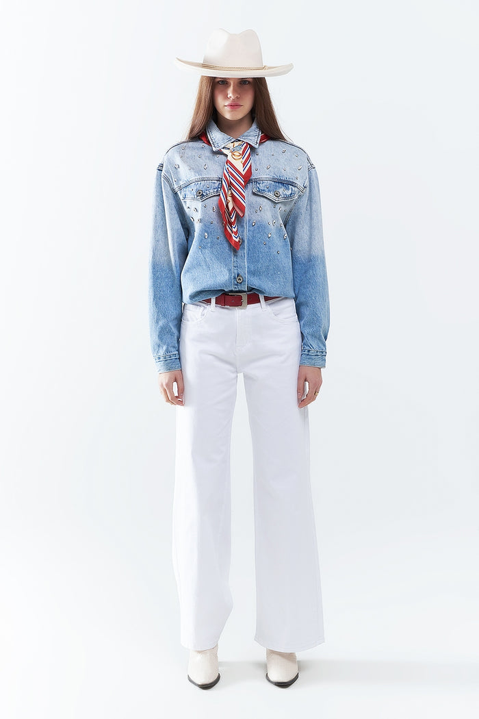 White Straight Pants wide leg - Coloured Jeans