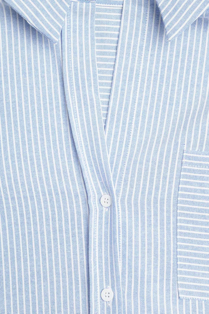White Striped Buttoned Shirt In Blue - Shirts