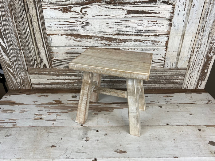 White Wash Wooden Stool