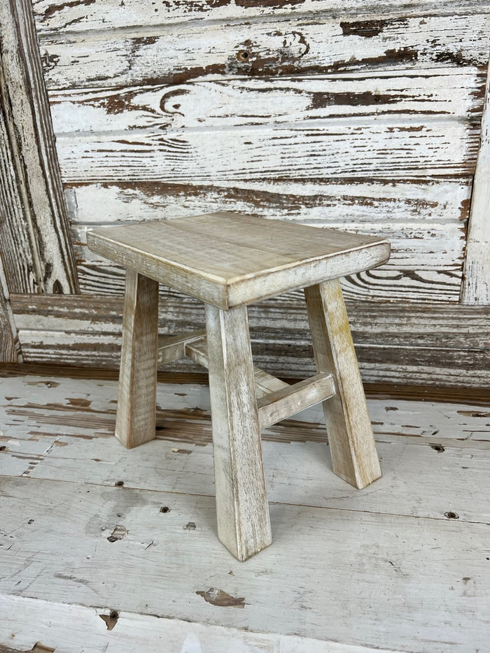 White Wash Wooden Stool