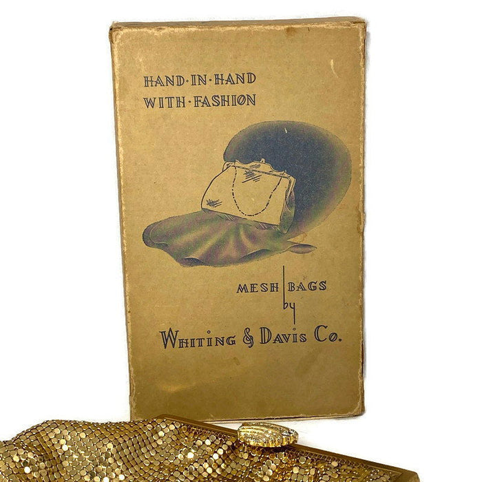 Whiting and Davis Gold Metal Mesh Purse at Duckwells
