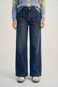 Wide-Leg Denim Jeans with Utility Patch Pockets - Denim