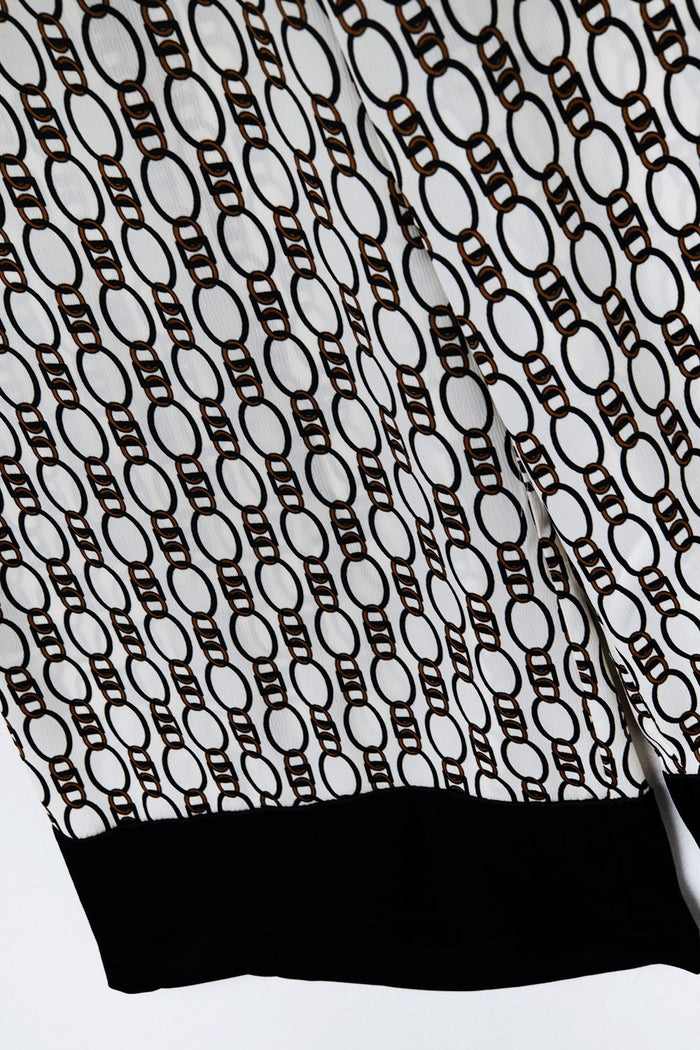 Wide-Leg Printed Pants with Chain Motif - trousers