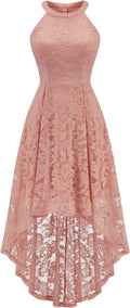 Women Halter Lace Hi Lo Wedding Guest Cocktail Formal Dress