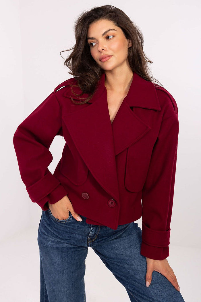 Womens Coat - Chic Red Faux Leather Jacket red 2 one-size-fits-all - Coats