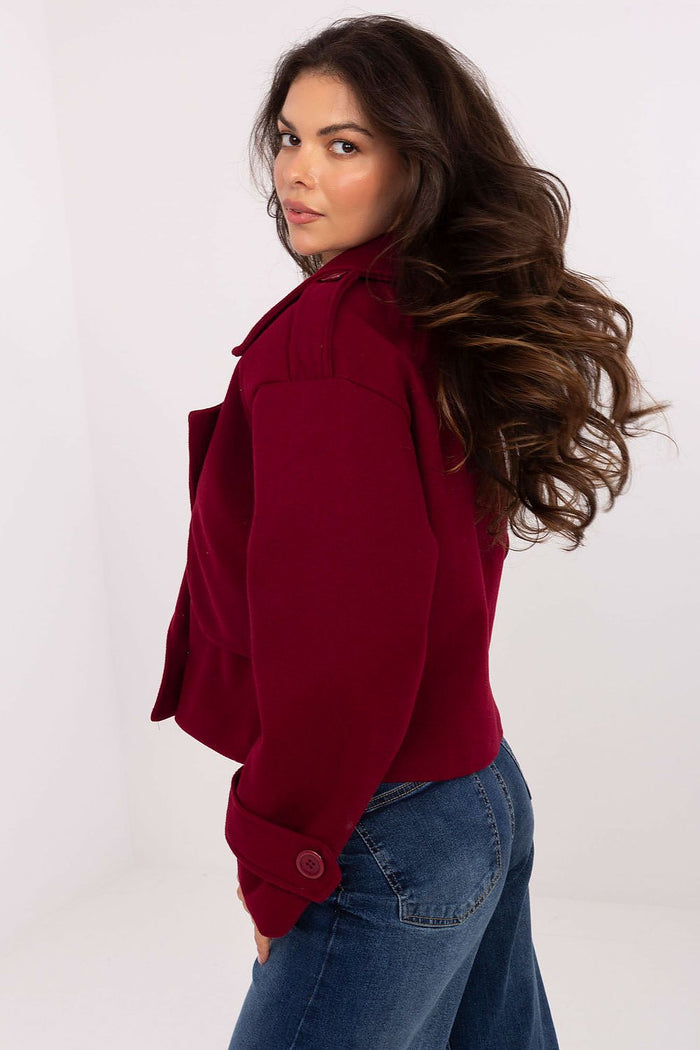 Womens Coat - Chic Red Faux Leather Jacket - Coats