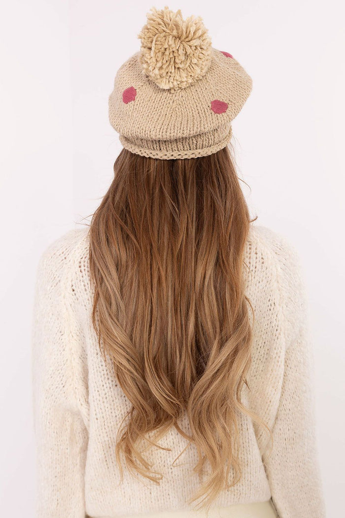 Women's Pattern Cap with Dots - Trendy Grey Hat - Hats