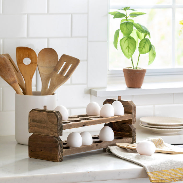 Wooden Stackable Egg Holder Set