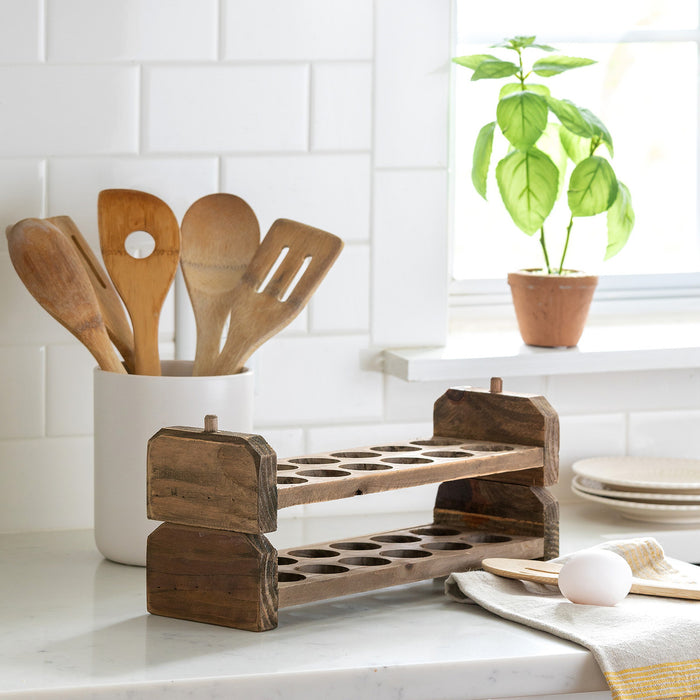 Wooden Stackable Egg Holder Set