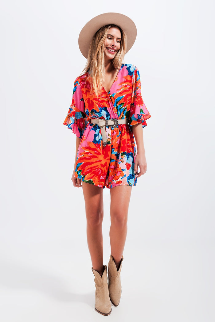 Wrap playsuit in floral - dress