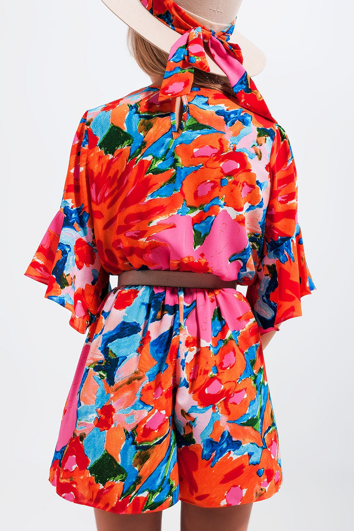Wrap playsuit in floral - dress