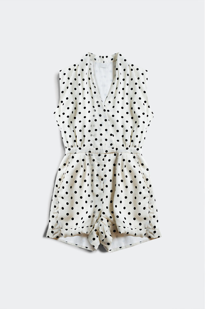 Wrap playsuit in spot print
